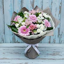 Букет цветов из:  Герберы, Альстромерии и Хризантемы #REPLACE_PRED# Левой Россоши