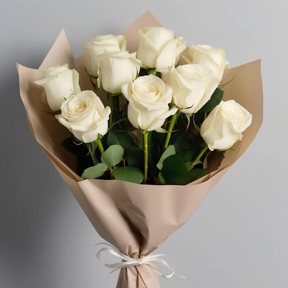 Букет 9 Белых роз Эдлесс Лав в Левой Россоши