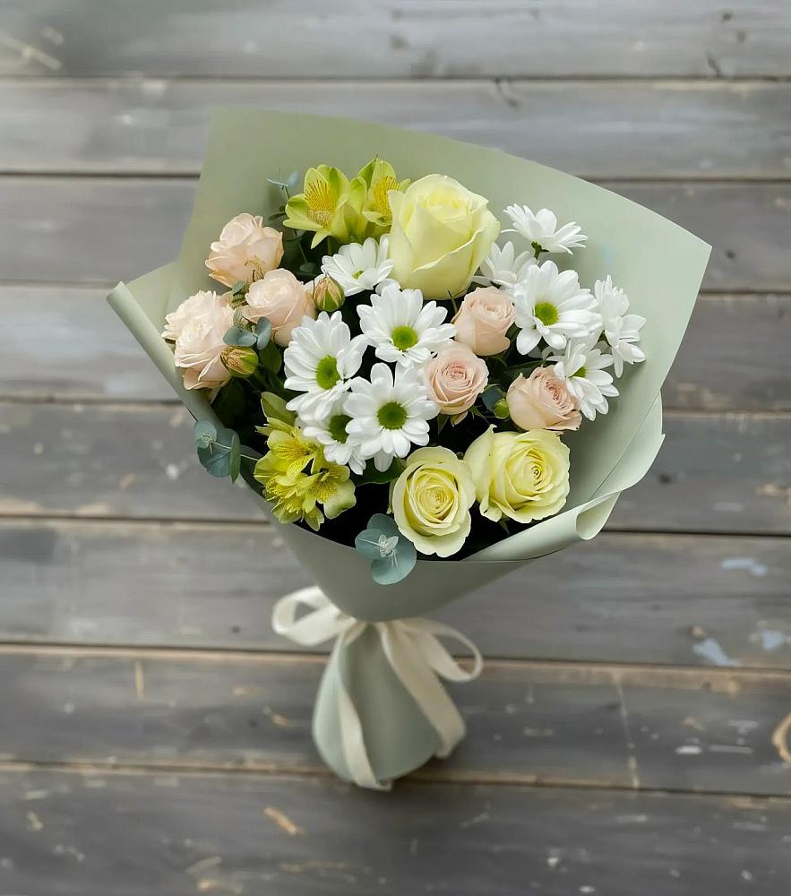 Букет цветов из: Альстромерии, Розы и Хризантемы в Левой Россоши
