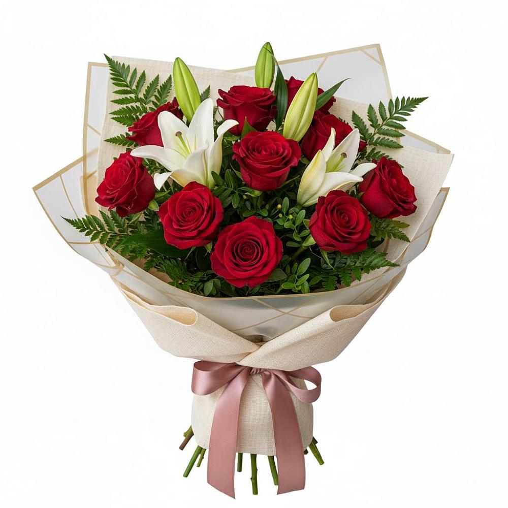 Букет цветов из: Лилии и Розы в Левой Россоши