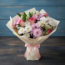 Букет цветов из:  Хризантемы, Альстромерии и Розы в Левой Россоши