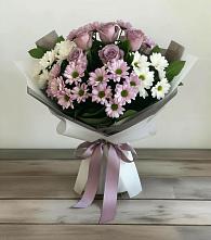 Букет цветов из:  Хризантемы и Розы #REPLACE_PRED# Левой Россоши