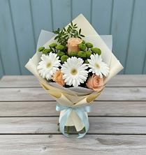 Букет цветов из:  Герберы, Розы и Хризантемы в Левой Россоши